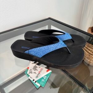 AEROTHOTIC Women’s Mellow Vibe Orthotic Flip Flops Blue Heathered Strap 39/9